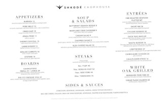 Shkodé Chophouse menu