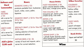 Fox Hole Tavern menu
