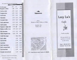 Lexi Lu's Cafe menu