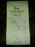 Tacos El Negro Southgate menu