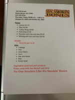 Six Smokin' Bones menu