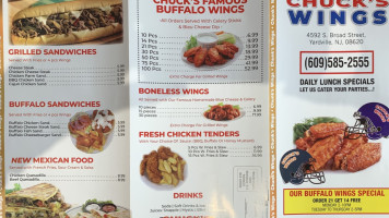 Chuck's Wings menu