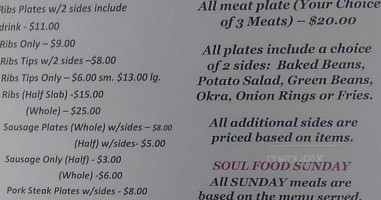 Suge's Bbq And Soul Food menu
