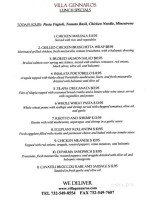 Villa Gennaro's menu