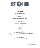 Lost Lion menu