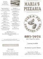 Maria's Pizzaria menu