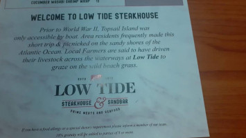 Low Tide Steak House menu