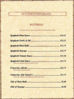 Nunzio's menu