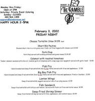 Ramble Inn menu