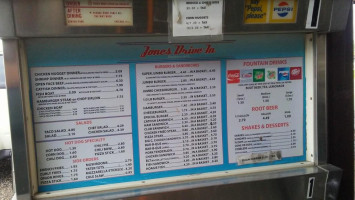 Jones's Drive In menu