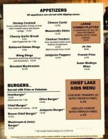 Chief Lake Lodge menu