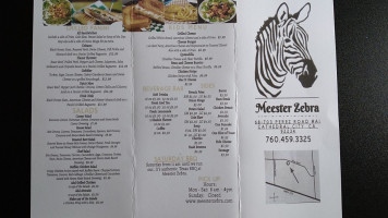Meester Zebra menu