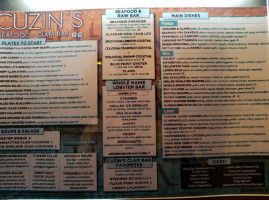 Cuzin's Seafood Clam menu