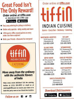 Tiffin Indian Cuisine menu