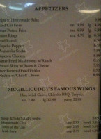 Mcgillicuddy's Irish Pub menu