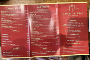 Absolute Thai menu
