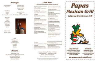 Papa's Mexican Grill menu