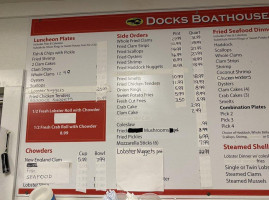 Docks Boathouse menu