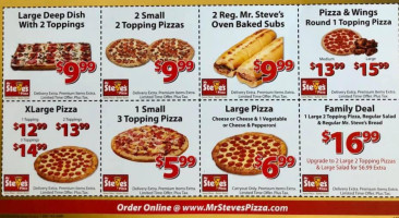 Mr Steve's Pizza menu