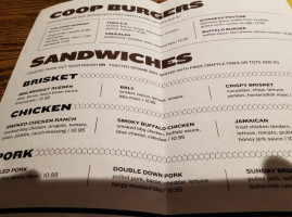 The Coop Wings Bbq -millbury menu