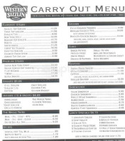 Western Sizzlin Wood Grill menu