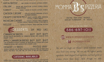 Momma B's Pizzeria menu