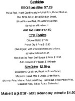 Smokey Joe's Bbq And Catering menu