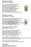 Starbucks Coffee Co menu