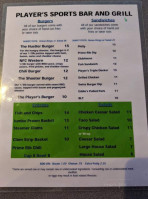 Player's Food Beverage Gmng menu