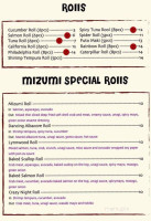 Mizumi Roll Izakaya menu