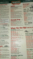 Tony's I-75 menu