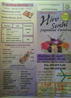 Hiro Sushi menu