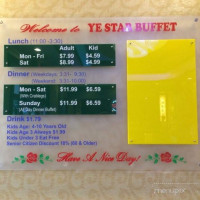 Ye Star Buffet menu