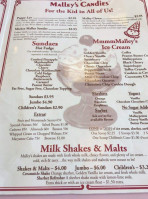 Malley's Chocolates menu