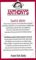 Anthony's Fish menu