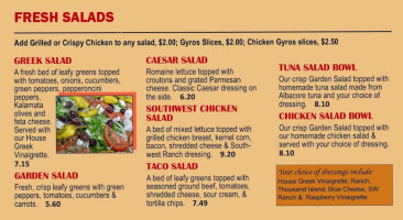 Kojak's menu