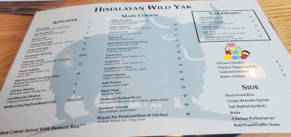 Himalayan Wild Yak menu
