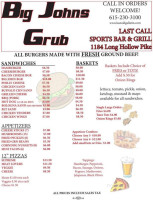 Last Call Grill menu