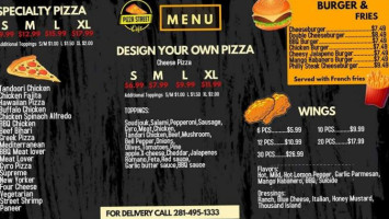 Pizza Street Cafe menu