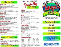 Tonya's Main Street Deli Pizza menu