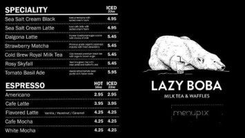 Lazy Boba menu