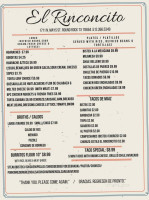 Tortilleria El Rinconcito menu