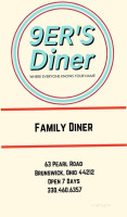 9er's Diner menu