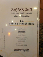 Red Oak Grill menu