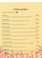 Toro Japanese menu