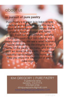 Kim Gregory Pure Pastry menu