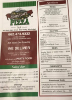 Hometown Pizza Cafe menu
