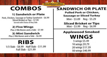 Oinkadoodlemoo Bbq menu