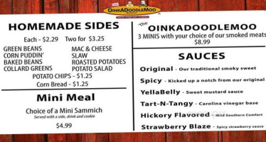 Oinkadoodlemoo Bbq menu