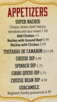 Camino Real Mexican menu